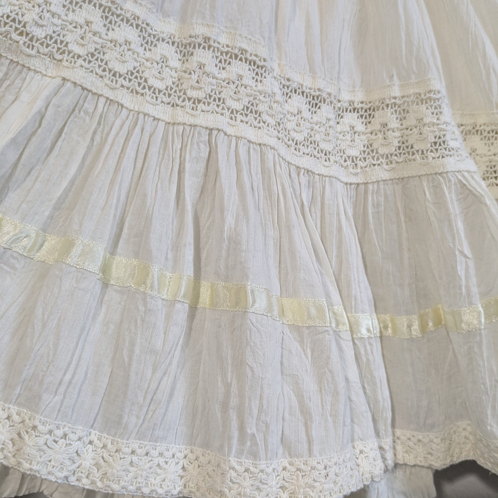 Vintage Frederick's Of Hollywood Tiered Lace Slip Skirt XS Ivory - Picture 6 of 16